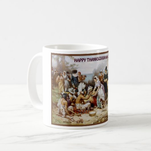 GLÜCKLICHER THANSGIVUKKAH TASSEN-PILGER-JÜDISCHE KAFFEETASSE (Vorderseite Links)