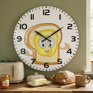 Glücklicher Toast Kawaii Butterbrotscheibe Große Wanduhr