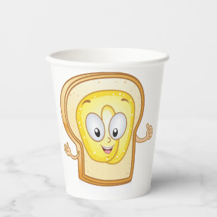 Glücklicher Toast Kawaii Butterbrotscheibe Pappbecher