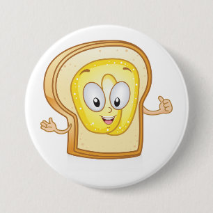 Glücklicher Toast Kawaii gebutterte Brotscheibe Button
