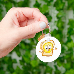 Glücklicher Toast Kawaii gebutterte Brotscheibe Schlüsselanhänger