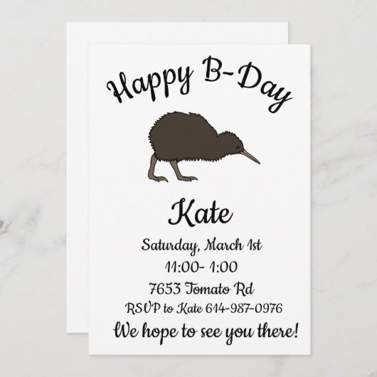 Glücklicher tropischer Kiwi-Vogel Einladung (Vorne/Hinten)