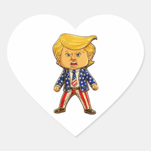 Glücklicher Trump-Anstecknadel Chibi-Cartoon Patri Herz-Aufkleber