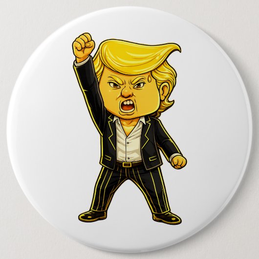Glücklicher Trump Lapelle Kampf Kampf Chibi Cartoo Button (Vorderseite)
