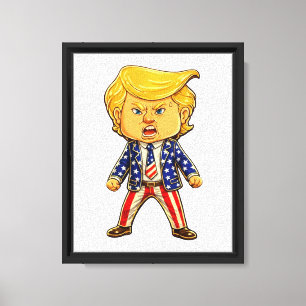 Glücklicher Trump, Lustiger Trump Cartoon Patrioti Leinwanddruck