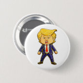 Glücklicher Trump Pin Chibi Cartoon Lustiger Meme  Button (Vorne & Hinten)