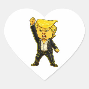 Glücklicher Trump Revers Kampf Kampf Chibi Cartoon Herz-Aufkleber