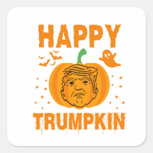 Glücklicher Trumpkin macht Halloween wieder großar Quadratischer Aufkleber