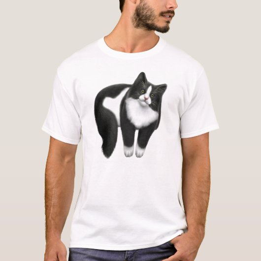 Glücklicher Tuxedo-Katzen-T - Shirt (Vorderseite)