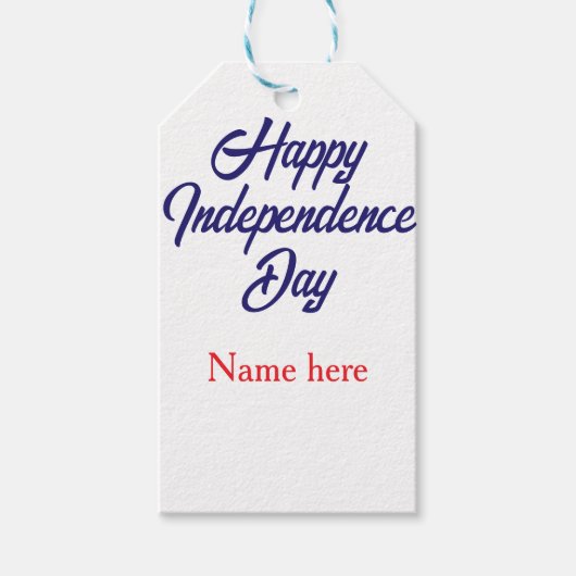 glücklicher Unabhängigkeitstag rot blau Name ameri Geschenkanhänger (Vorderseite)