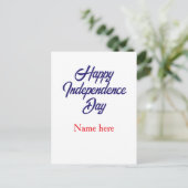 glücklicher Unabhängigkeitstag rot blau Name ameri Postkarte (Stehend Vorderseite)
