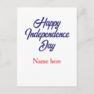 glücklicher Unabhängigkeitstag rot blau Name ameri Postkarte