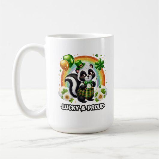 Glücklicher und stolzer Shamrock Skunk Kaffeetasse (Links)
