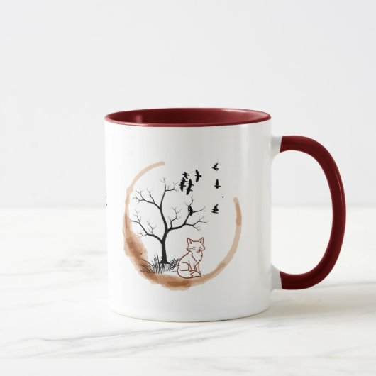 „Glücklicher Unfall“ Fuchs-Tasse – Friedlich, Küns Tasse (Rechts)