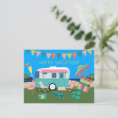 Glücklicher Urlaub Lakeside Camping Postkarte (Stehend Vorderseite)