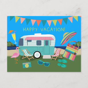 Glücklicher Urlaub Lakeside Camping Postkarte