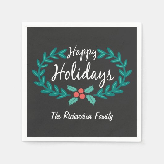 GLÜCKLICHER URLAUB NIEDLICHER HAND GEZEICHNET CHAL SERVIETTE (Vorderseite)