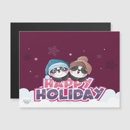 Glücklicher Urlaub Panda Magneteinladung (Vorne/Hinten)