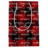 GLÜCKLICHER URLAUB Text in Schneeflocken Mittlere Geschenktüte (Vorderseite)