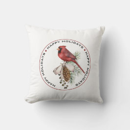 GLÜCKLICHER URLAUB, Weihnachten Kardinal Aquarell Kissen