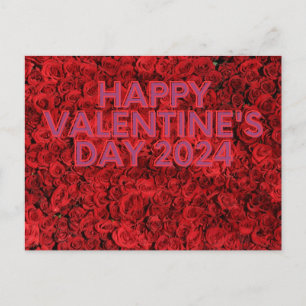 Glücklicher Valentinstag 2024 rote Rose Postkarte