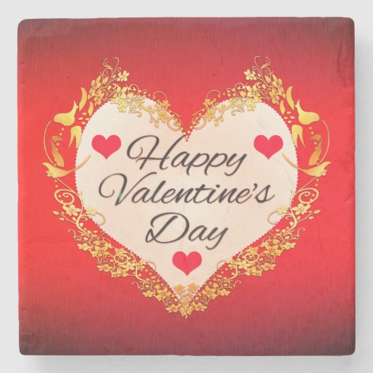 Glücklicher Valentinstag!-47949 Steinuntersetzer (Vorderseite)
