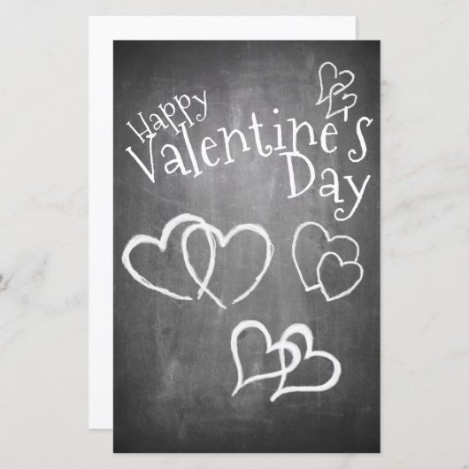 Glücklicher Valentinstag auf einem Kreidebrett (Vorne/Hinten)