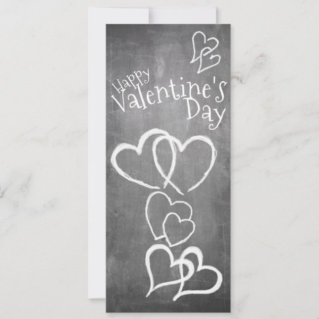 Glücklicher Valentinstag auf einem Kreidebrett (Vorderseite)