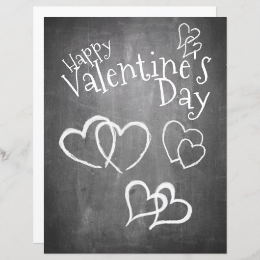 Glücklicher Valentinstag auf einem Kreidebrett (Vorne/Hinten)