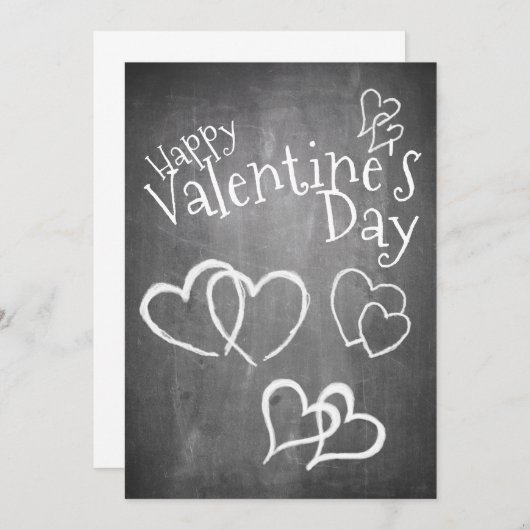 Glücklicher Valentinstag auf einem Kreidebrett (Vorne/Hinten)