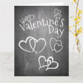 Glücklicher Valentinstag auf einem Kreidebrett Karte (Gelbe Blume)