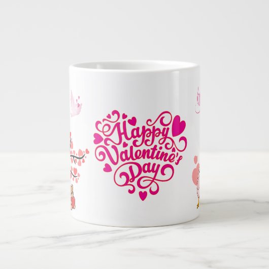 Glücklicher Valentinstag Becher mit süßem Teddybär Jumbo-Tasse (Vorderseite)