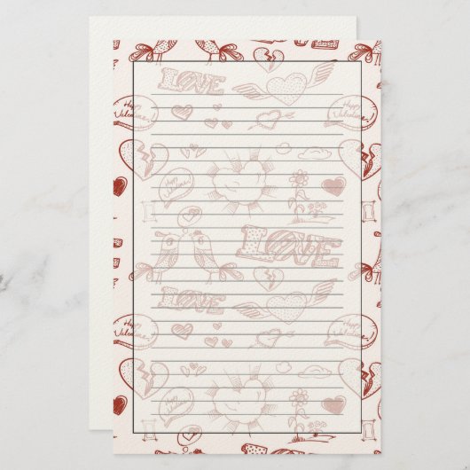 Glücklicher Valentinstag Briefpapier (Vorne/Hinten)