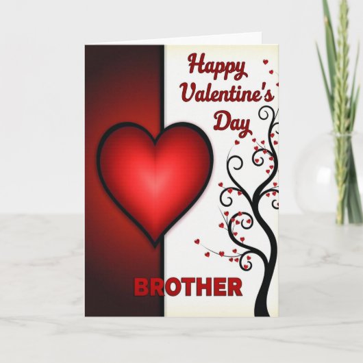 Glücklicher Valentinstag Bruder Herz Baum Karte (Vorderseite)