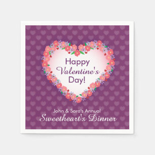 Glücklicher Valentinstag, das Abendessen des Serviette