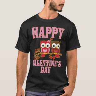 Glücklicher Valentinstag Eulen T-Shirt Süßes Lie