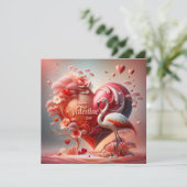 Glücklicher Valentinstag Flamingo Feiertagskarte (Stehend Vorderseite)