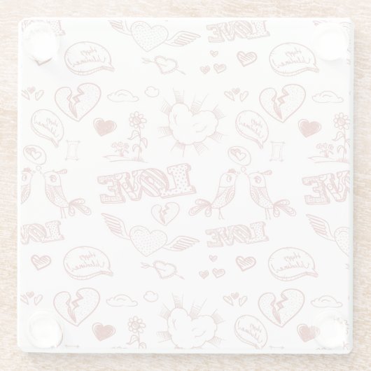 Glücklicher Valentinstag Glasuntersetzer (Rückseite)