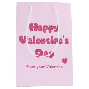 Glücklicher Valentinstag Glitter Mittlere Geschenktüte