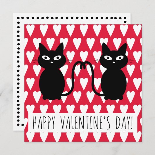 Glücklicher Valentinstag - Grußkarte mit Katzen Dankeskarte (Vorne/Hinten)