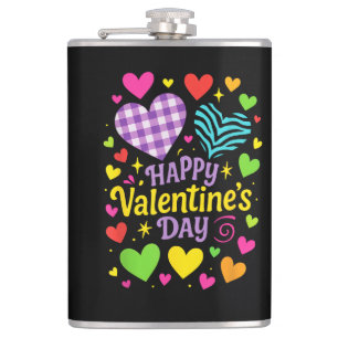 Glücklicher Valentinstag - Herzen Liebe Flachmann