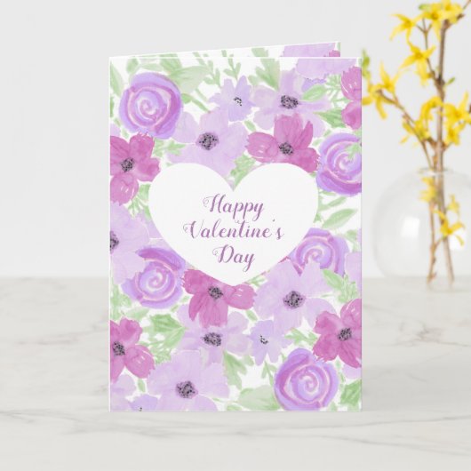 Glücklicher Valentinstag Hübsche Lila Blüte Karte (Gelbe Blume)