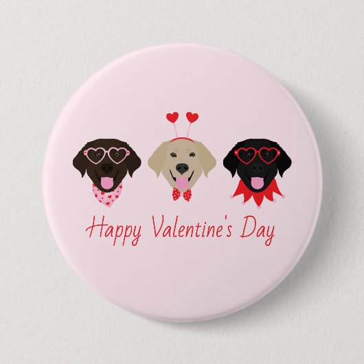 Glücklicher Valentinstag Labrador Retriever Hunde Button (Vorderseite)