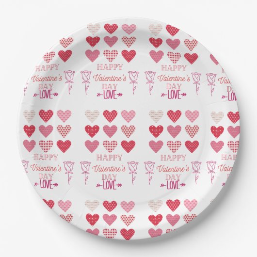 Glücklicher Valentinstag meine Liebe Pappteller (Vorderseite)