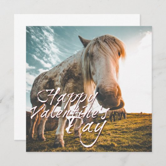 Glücklicher Valentinstag mit Blick auf Pferd (Vorne/Hinten)