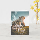 Glücklicher Valentinstag mit Blick auf Pferd Karte (Gelbe Blume)