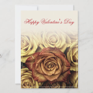 Glücklicher Valentinstag mit gelbem Rosenbuquet
