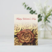Glücklicher Valentinstag mit gelbem Rosenbuquet Feiertagspostkarte (Stehend Vorderseite)