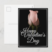 Glücklicher Valentinstag mit rosa Rosa Feiertagspostkarte (Vorne/Hinten)