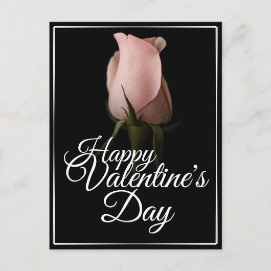 Glücklicher Valentinstag mit rosa Rosa Feiertagspostkarte (Vorderseite)